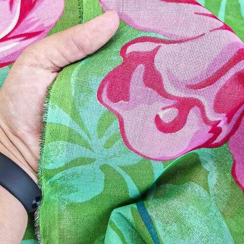 Tecido Chita de Algodão (Meio Metro) Ref. 3130V2 - Verde/Pink/Verde