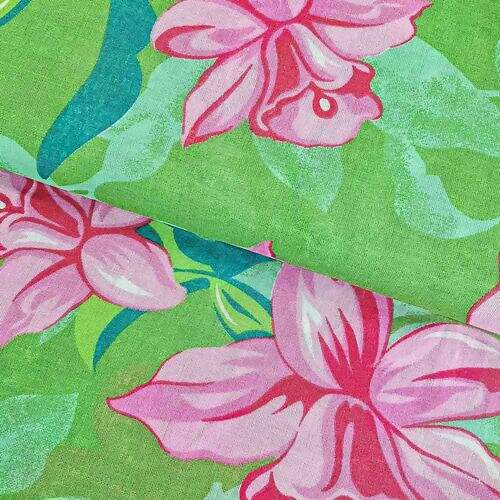 Tecido Chita de Algodão (Meio Metro) Ref. 3130V2 - Verde/Pink/Verde