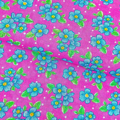 Tecido Chita de Algodão (Meio Metro) Ref. 3027V1 - Pink/Turquesa/Verde