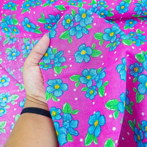 Tecido Chita de Algodão (Meio Metro) Ref. 3027V1 - Pink/Turquesa/Verde