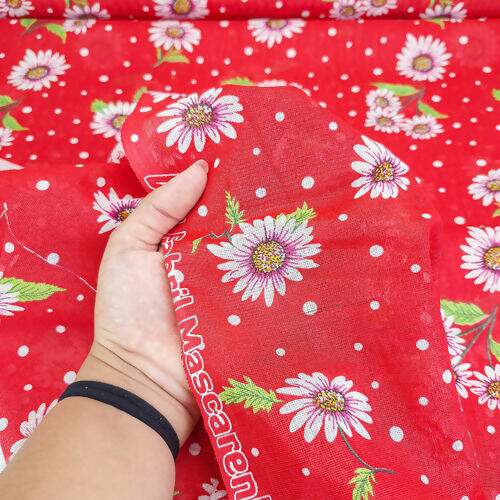 Tecido Chita de Algodão (Meio Metro) Ref. 3165V2 - Vermelho/Branco/Verde