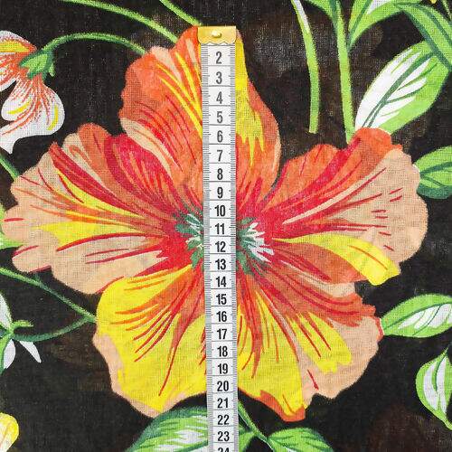 Tecido Chita de Algodão (Meio Metro) Ref. 3160V2 - Preto/Laranja/Verde