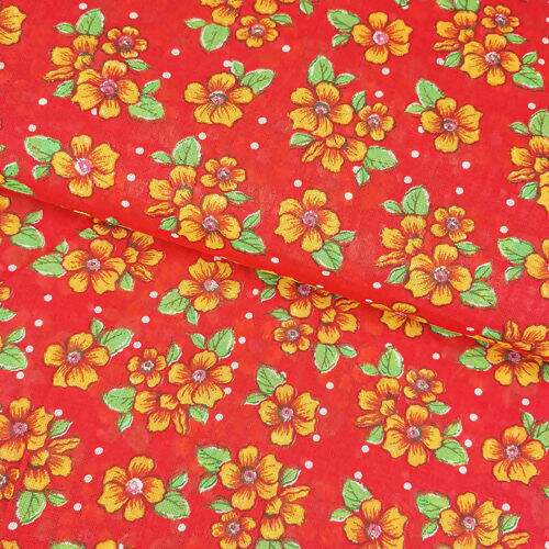 Tecido Chita de Algodão (Meio Metro) Ref. 3027V2 - Vermelho/Laranja/Verde