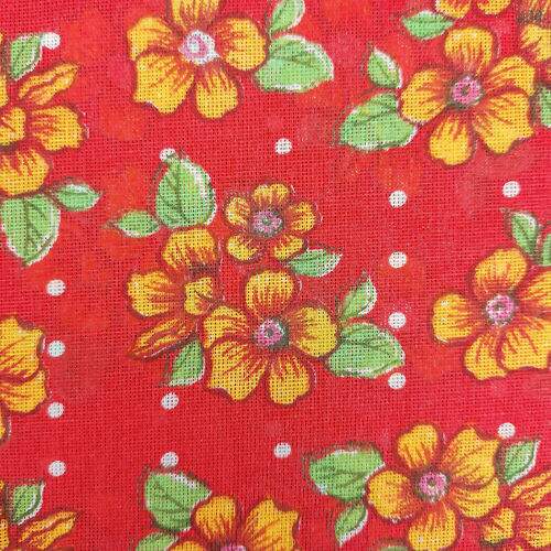 Tecido Chita de Algodão (Meio Metro) Ref. 3027V2 - Vermelho/Laranja/Verde