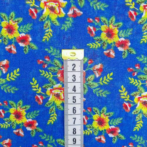 Tecido Chita de Algodão (Meio Metro) Ref. 3167V2 - Azul Royal/Vermelho/Amarelo