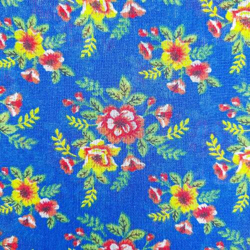 Tecido Chita de Algodão (Meio Metro) Ref. 3167V2 - Azul Royal/Vermelho/Amarelo