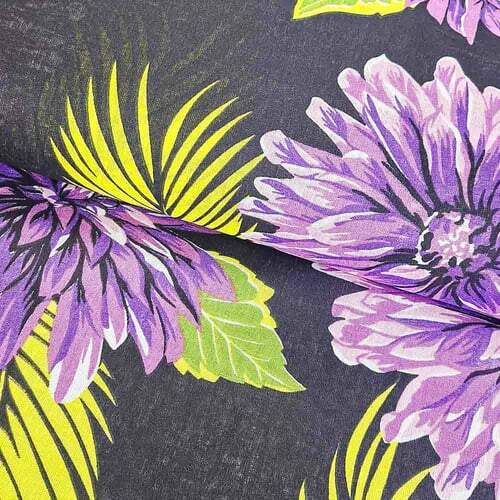 Tecido Chita 100% Algodão 0,50mx1,40m - Ref. 3161V3 Preto/Roxo/Verde