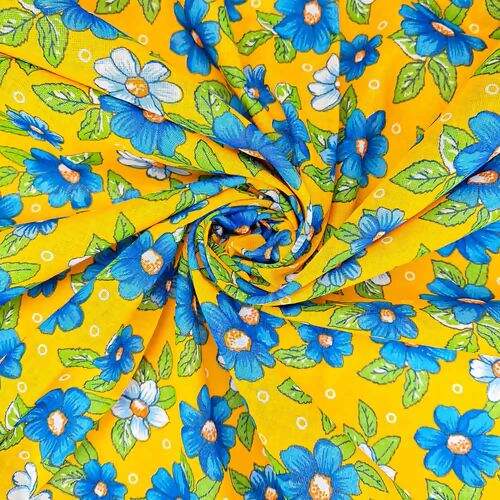 Tecido Chita de Algodão (Meio Metro) Ref. 3120V1 - Amarelo/Azul/Verde