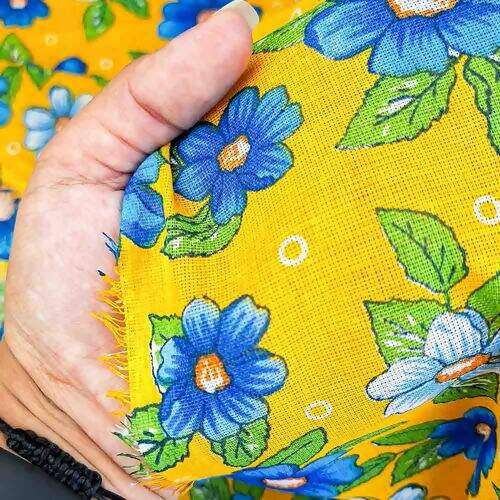 Tecido Chita de Algodão (Meio Metro) Ref. 3120V1 - Amarelo/Azul/Verde