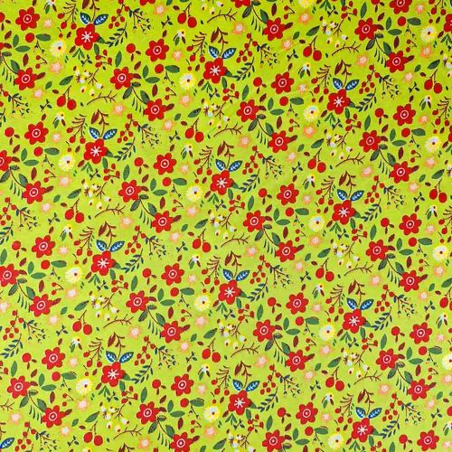 Tecido Chita Políéster 1,50m Largura - 1 Metro Cor:0133B Chita Verde Limão