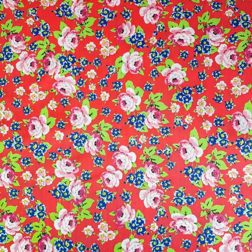 Tecido Chita Políéster 1,50m Largura - 1 Metro Cor:0141B Chita Vermelho Azul Rosa Verde