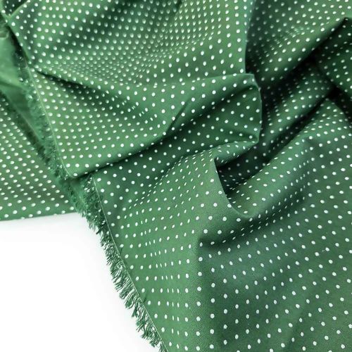 Tecido de Algodão Estampado (Meio Metro) - Poá Verde e Branco