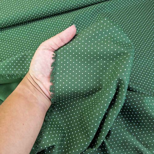 Tecido de Algodão Estampado (Meio Metro) - Poá Verde e Branco