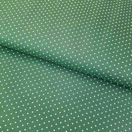 Tecido de Algodão Estampado (Meio Metro) - Poá Verde e Branco