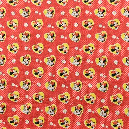 Tecido de Algodão Estampa Digital (Meio Metro) - Coleção Disney Minnie e Corações