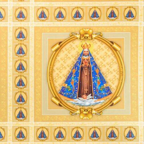 Tecido de Algodão Estampa Digital (70 cm) - Nossa Senhora Aparecida Quadros 28,5x29,5 cm Ref. 699131