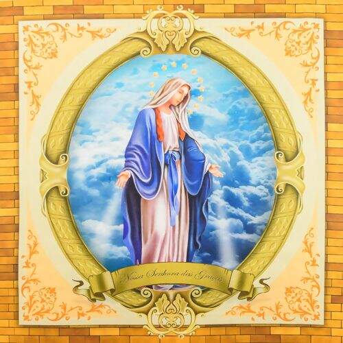 Tecido de Algodão Estampa Digital (70 cm) - Santas Quadros Grandes 35x33 cm Ref. 699152