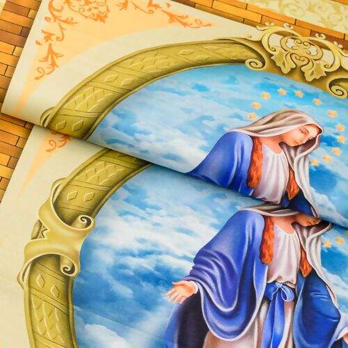 Tecido de Algodão Estampa Digital (70 cm) - Santas Quadros Grandes 35x33 cm Ref. 699152