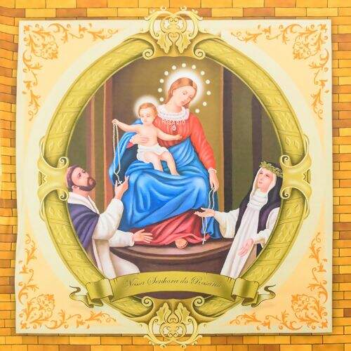 Tecido de Algodão Estampa Digital (70 cm) - Santas Quadros Grandes 35x33 cm Ref. 699152