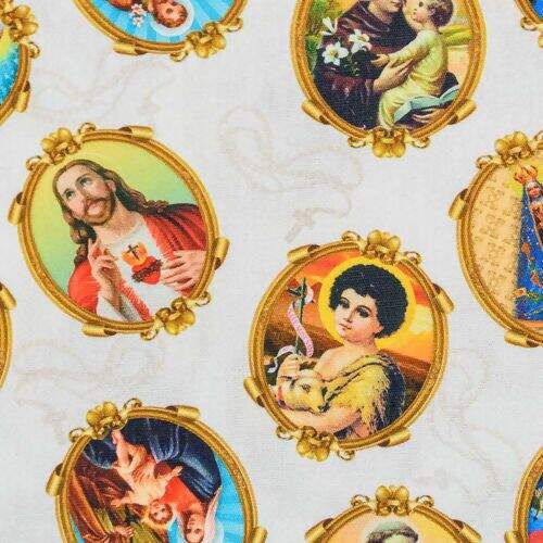 Tecido de Algodão Estampa Digital (Meio Metro) - Santos Moldura