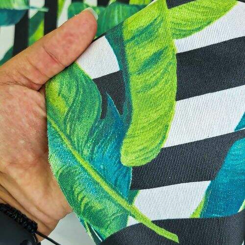 Tecido Waterblock Estampado (Meio Metro) - Folhagem Listrado