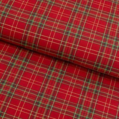 Tecido de Algodão Estampado (Meio Metro) - Xadrez Verde/Dourado