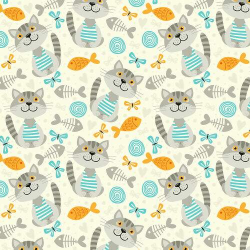 Tecido Tricoline Coleção Cat Lovers 0,50x1,50 mt Cor da Coleção Cat Lovers:12910 - Cat 10