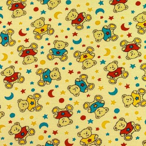 Tecido Flanela Estampado 0,50 x 0,80 mt - Ursinhos Fundo Amarelo