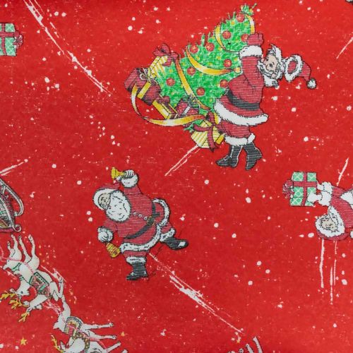 Tecido de Gorgurão Estampado Natal (Meio Metro) - Papai Noel Fundo Vermelho