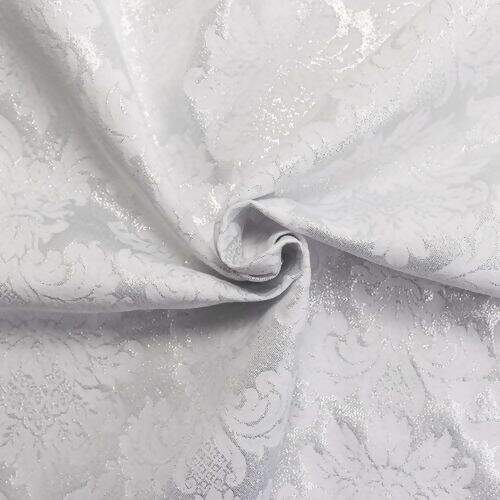 Tecido Jacquard Lurex (Meio Metro) c/ 1,40 mt de Largura - Branco/Prata