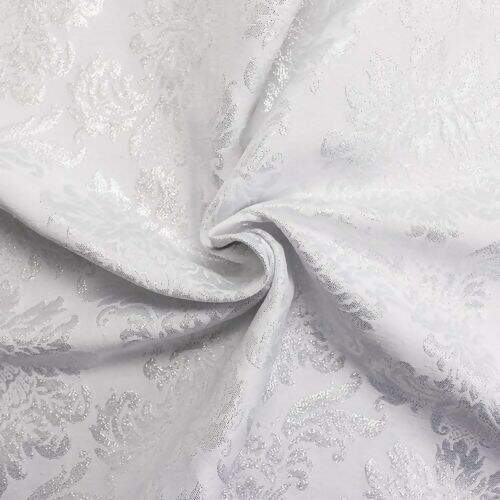 Tecido Jacquard Lurex (Meio Metro) c/ 1,40 mt de Largura - Branco/Prata