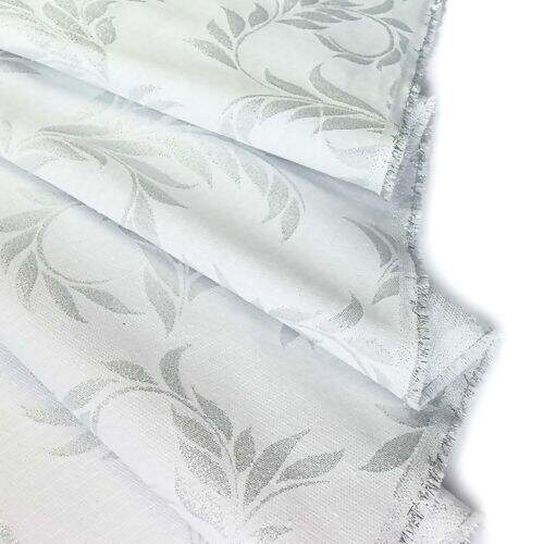Tecido Jacquard Lurex Ramos Prata - 0,50x1,40m