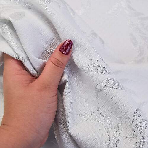 Tecido Jacquard Lurex Ramos Prata - 0,50x1,40m