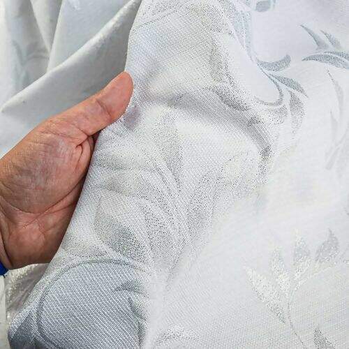 Tecido Jacquard Lurex Ramos Prata - 0,50x1,40m