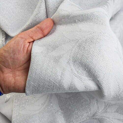 Tecido Jacquard Lurex Ramos Prata - 0,50x1,40m