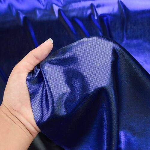 Tecido Lamê Laminado Nova York 1,00x1,50 mt Cor:R04 Azul Royal Fundo Preto