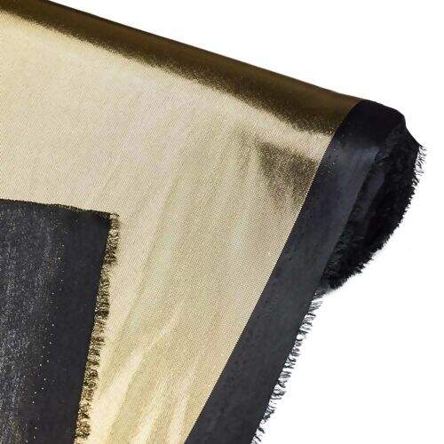 Tecido Lamê Laminado Nova York 1,00x1,50 mt Cor:I03 Dourado Fundo Preto