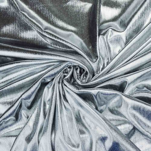 Tecido Lamê Laminado Nova York 1,00x1,50 mt Cor:D14 Prata Fundo Preto