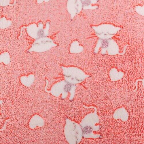 Tecido Manta Soft Estampado (Meio Metro) - Gatinha Rosa