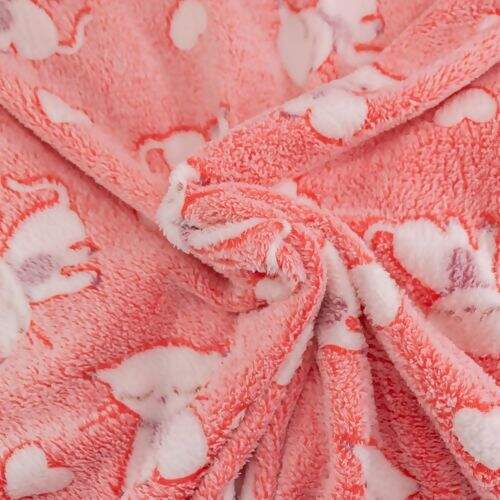 Tecido Manta Soft Estampado (Meio Metro) - Gatinha Rosa