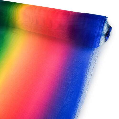 Tecido Organza Multicor Degradê Arco-íris - 1 Metro