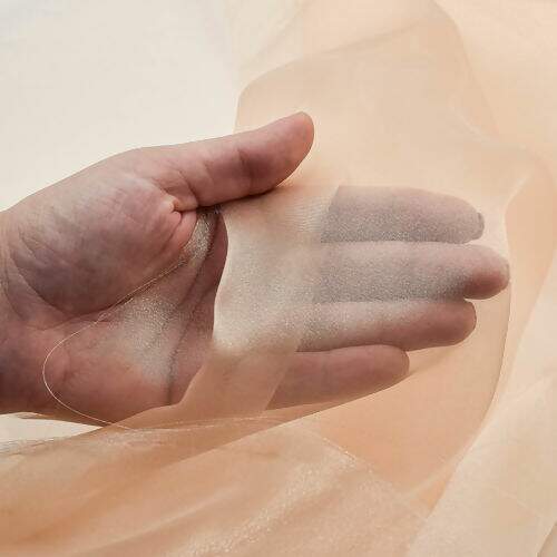 Tecido Organza Cristal Bege Claro - 1 Metro