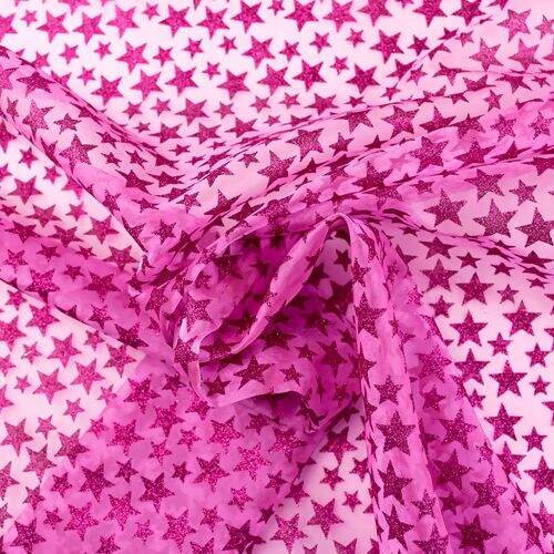 Tecido de Organza Glitter Estrela 1,48 mt de Largura Rosa - 1 Metro
