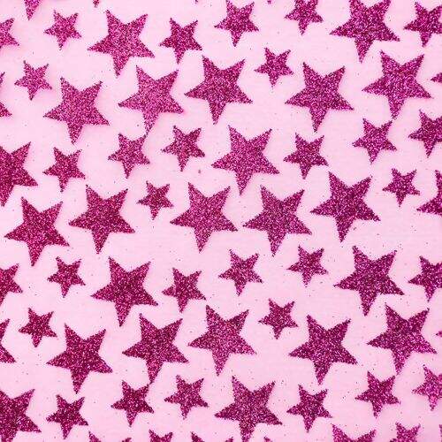 Tecido de Organza Glitter Estrela 1,48 mt de Largura Rosa - 1 Metro