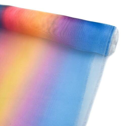 Tecido Organza Multicor Degradê Unicórnio - 1 Metro