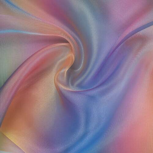 Tecido Organza Multicor Degradê Unicórnio - 1 Metro