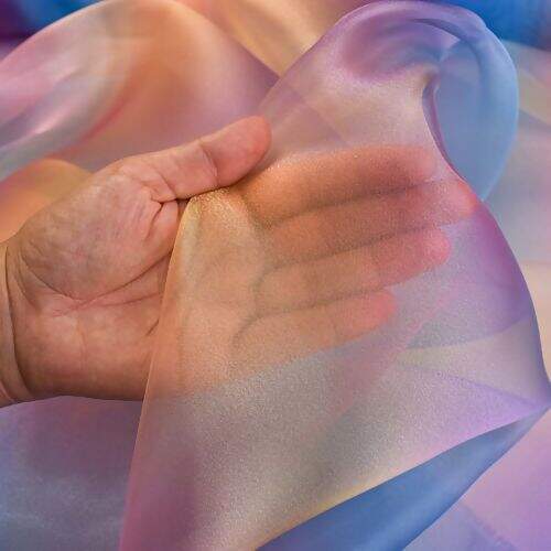 Tecido Organza Multicor Degradê Unicórnio - 1 Metro