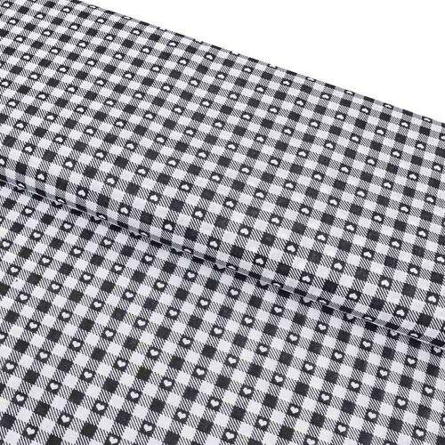 Tecido Popeline 100% Algodão Xadrez Preto e Branco com Corações 1 Metro