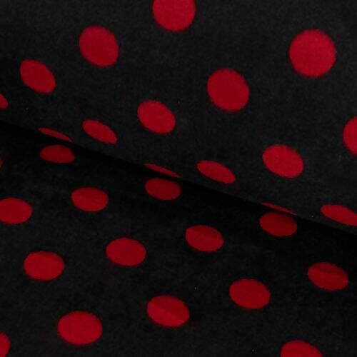 Tecido Soft Estampado 0,50x1,60m Cor:Preto Bola Vermelha