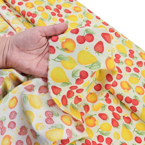 Tecido de Algodão Estampado (Meio Metro) - 2644 Coleção Frutas Realistas